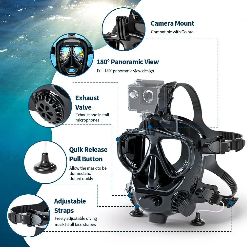 Snorkel Mask Full Face - Maska nurkowa pełnotwarzowa TRIMIX z mocowaniem