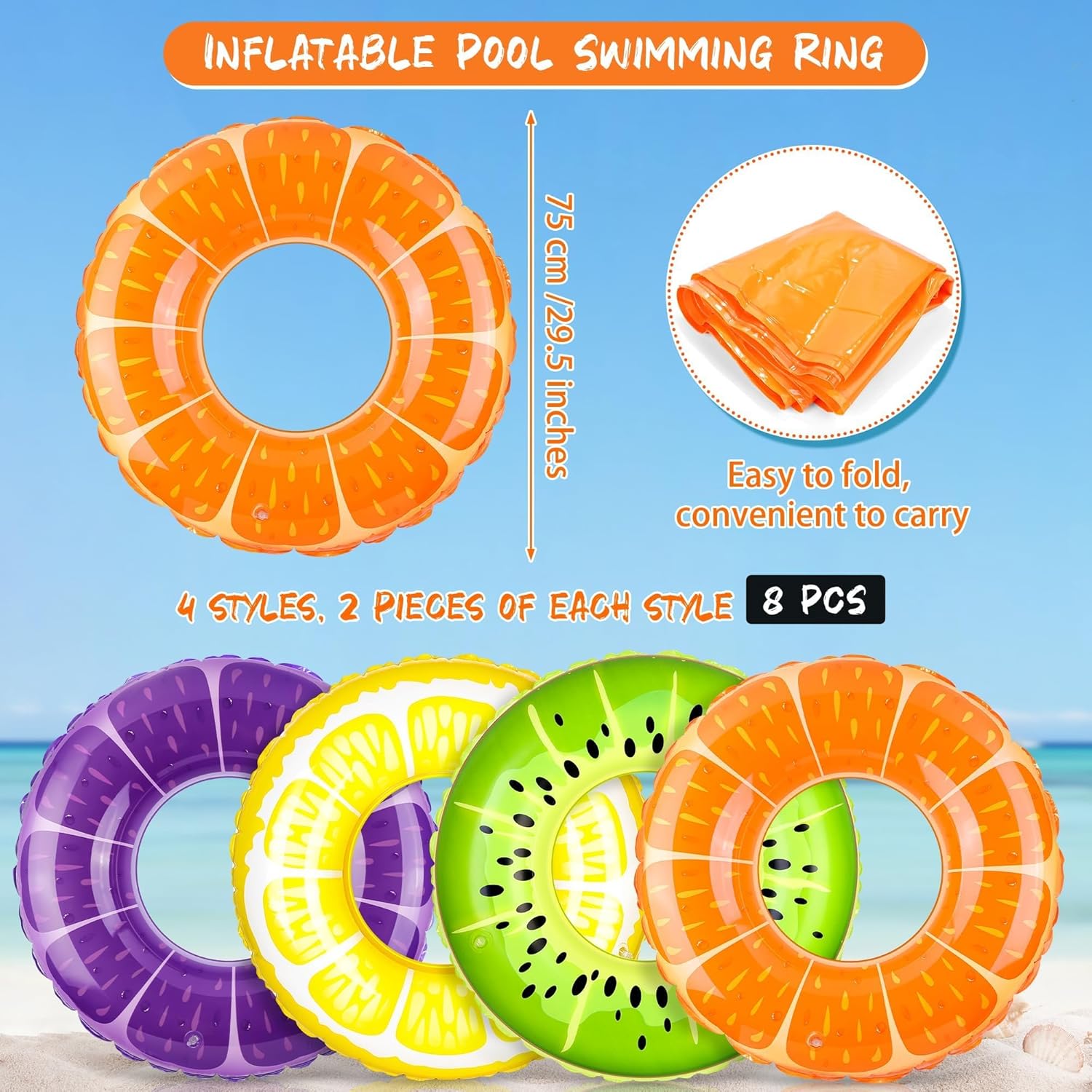 Zestaw 8 dmuchanych kół do pły – Pool Float Ring Inflatable recenzja i cena